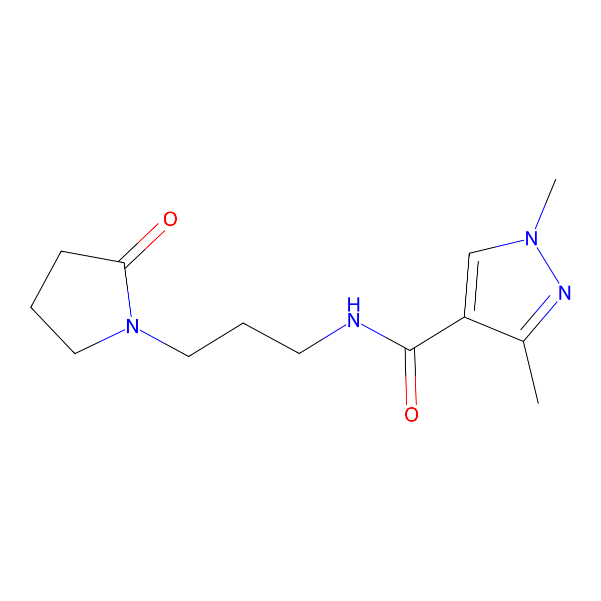 1,3-Dimethyl-N-(3-(2-oxopyrrolidin-1-yl)propyl)-1H-pyrazole-4-carboxamide molecular structure, CAS 1170946-20-9