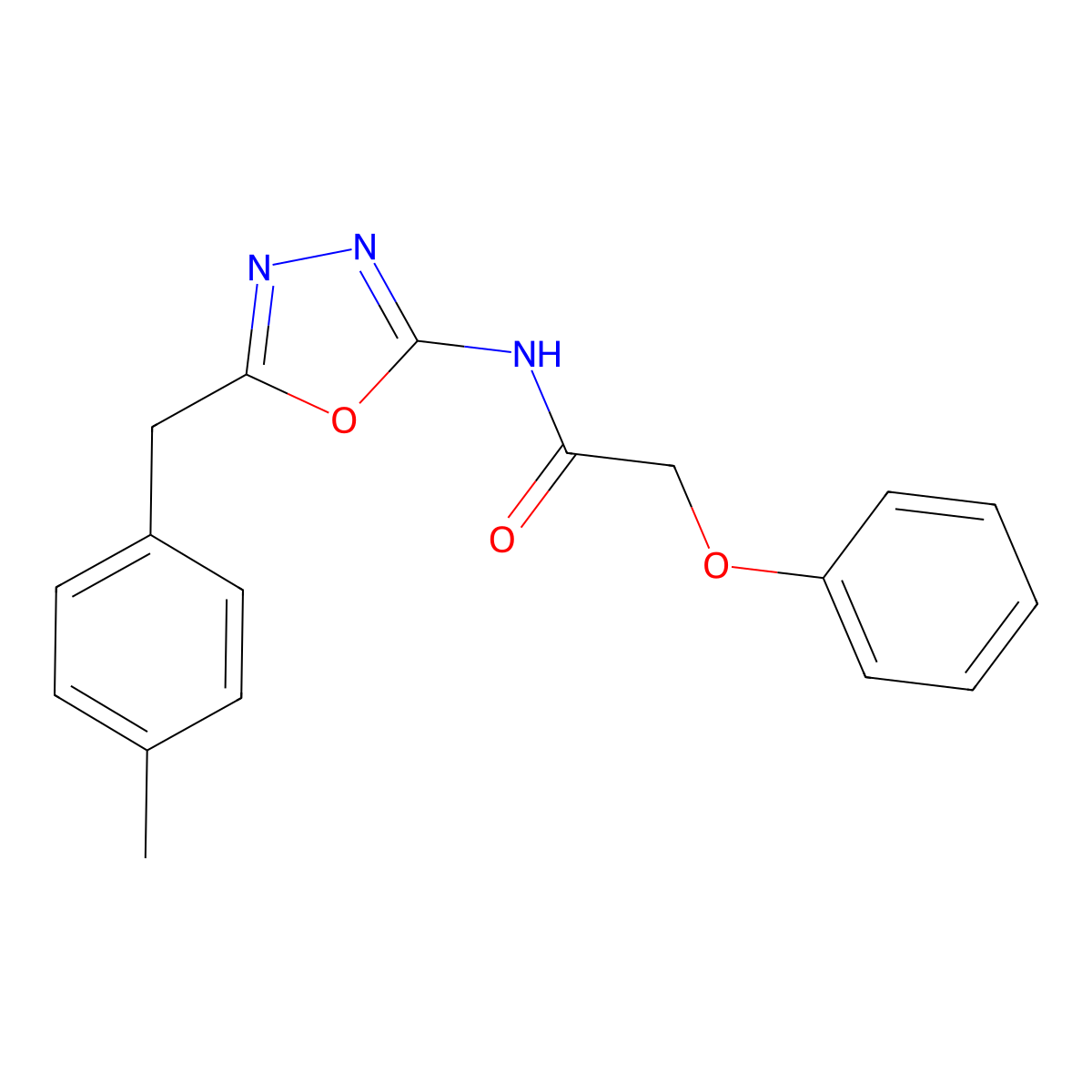 N-(5-(4-methylbenzyl)-1,3,4-oxadiazol-2-yl)-2-phenoxyacetamide molecular structure, CAS 1170948-13-6