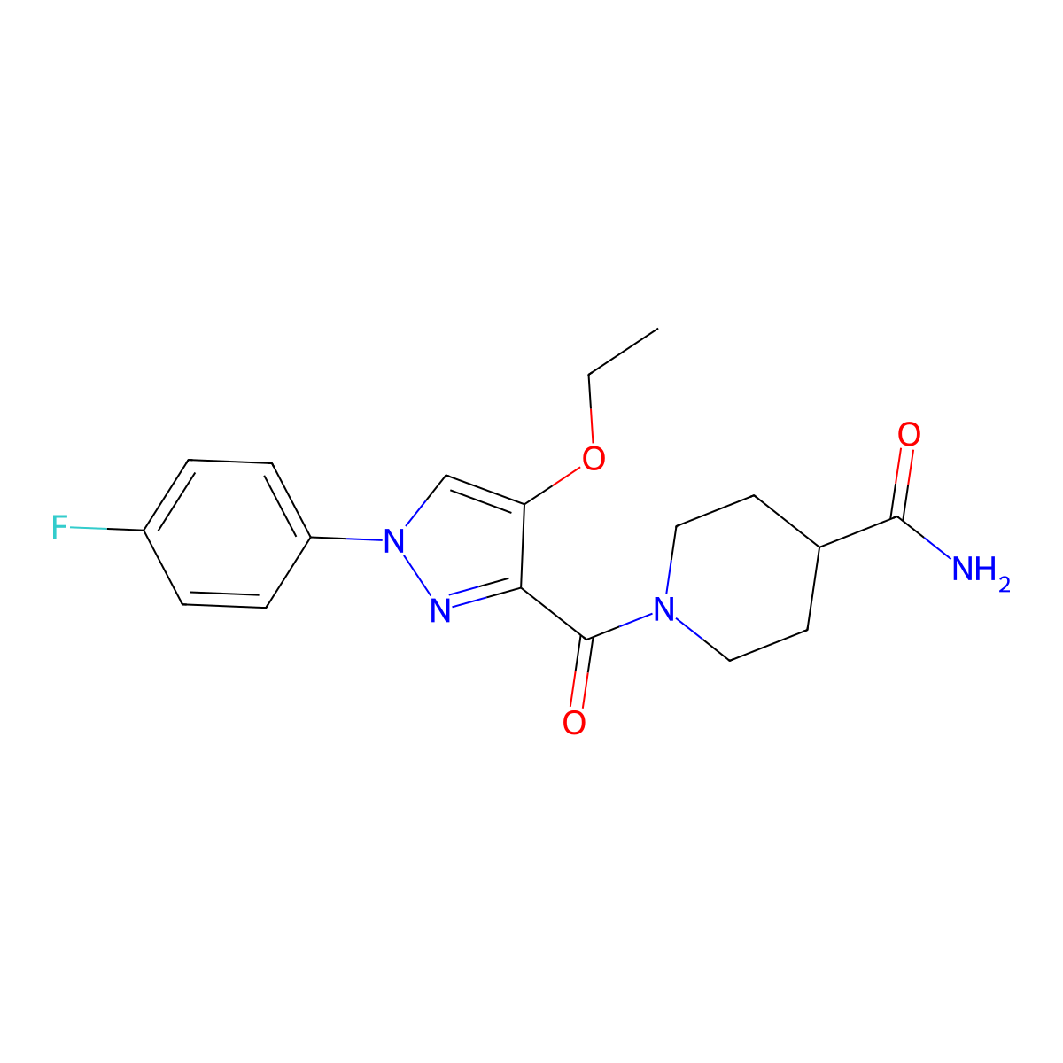 1-[4-ethoxy-1-(4-fluorophenyl)-1H-pyrazole-3-carbonyl]piperidine-4-carboxamide molecular structure, CAS 1170949-22-0