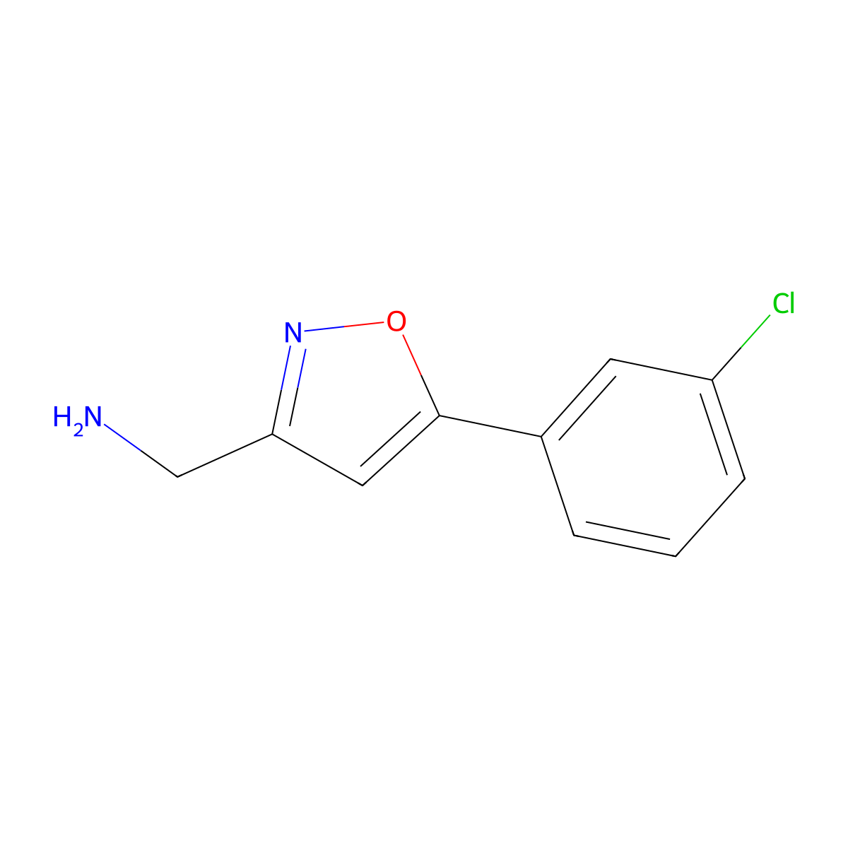 [5-(3-Chlorophenyl)-1,2-oxazol-3-yl]methanamine molecular structure, CAS 1170949-39-9