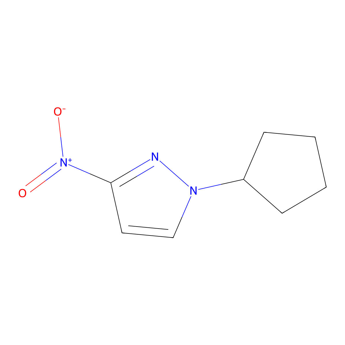 1-cyclopentyl-3-nitro-1H-pyrazole molecular structure, CAS 1170953-36-2
