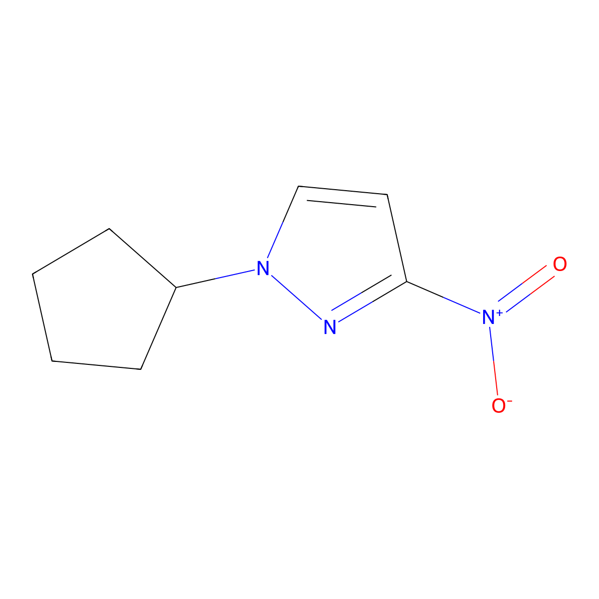 1-cyclopentyl-3-nitro-1H-pyrazole molecular structure, CAS 1170953-36-2