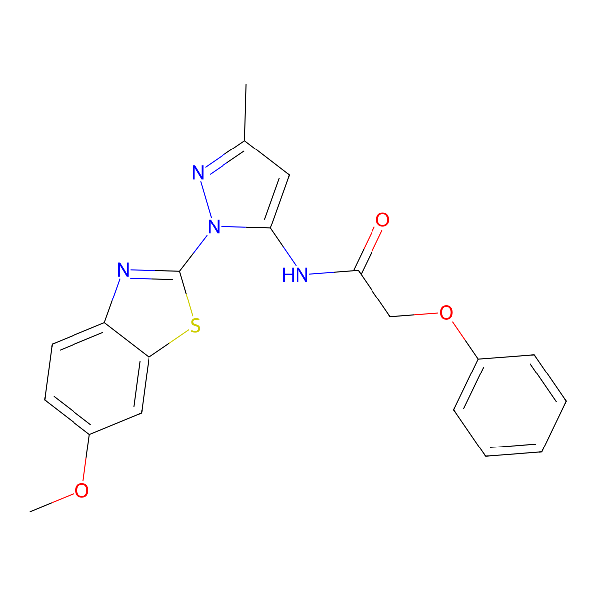 N-(1-(6-methoxybenzo[d]thiazol-2-yl)-3-methyl-1H-pyrazol-5-yl)-2-phenoxyacetamide molecular structure, CAS 1170953-37-3