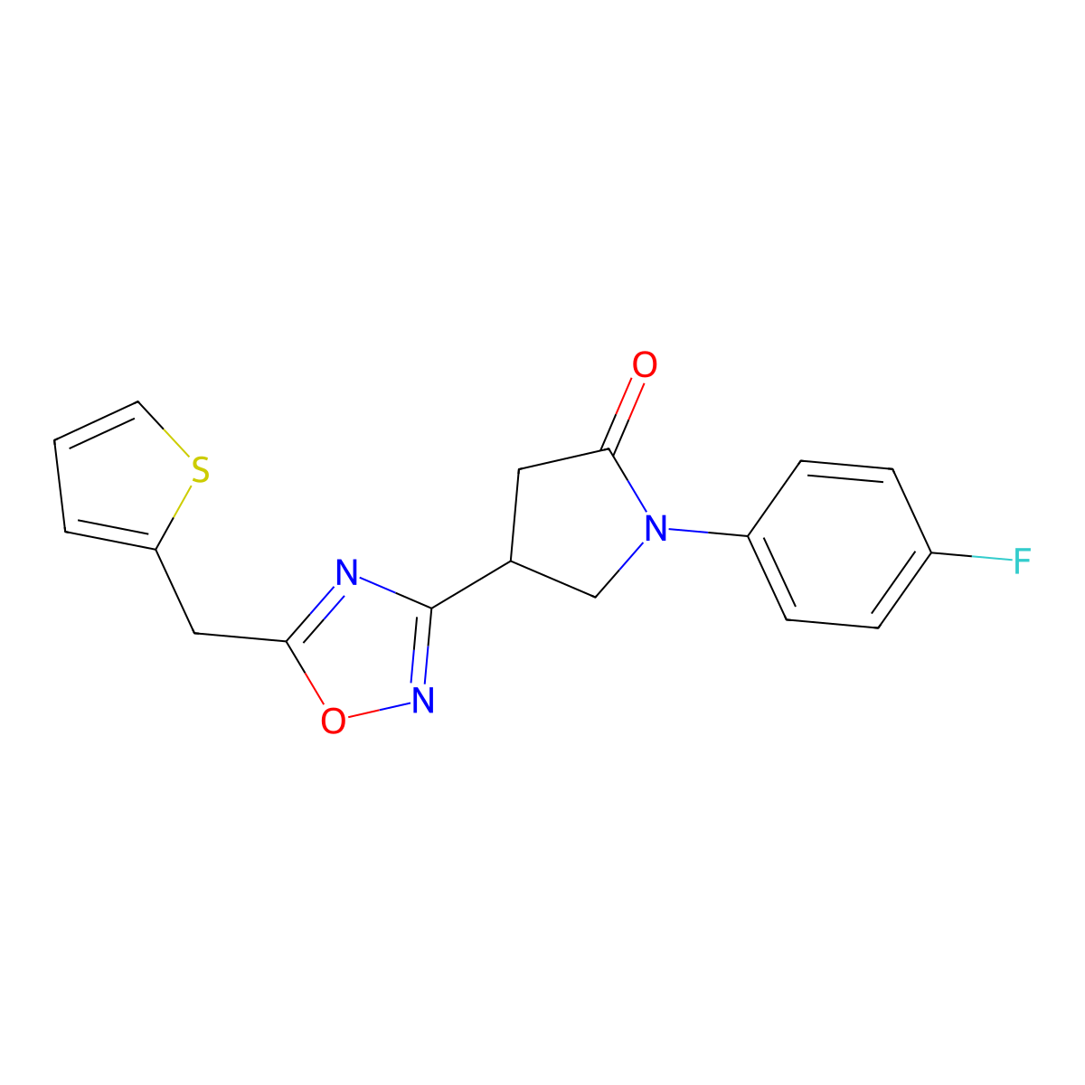 1-(4-Fluorophenyl)-4-(5-(thiophen-2-ylmethyl)-1,2,4-oxadiazol-3-yl)pyrrolidin-2-one molecular structure, CAS 1170953-62-4