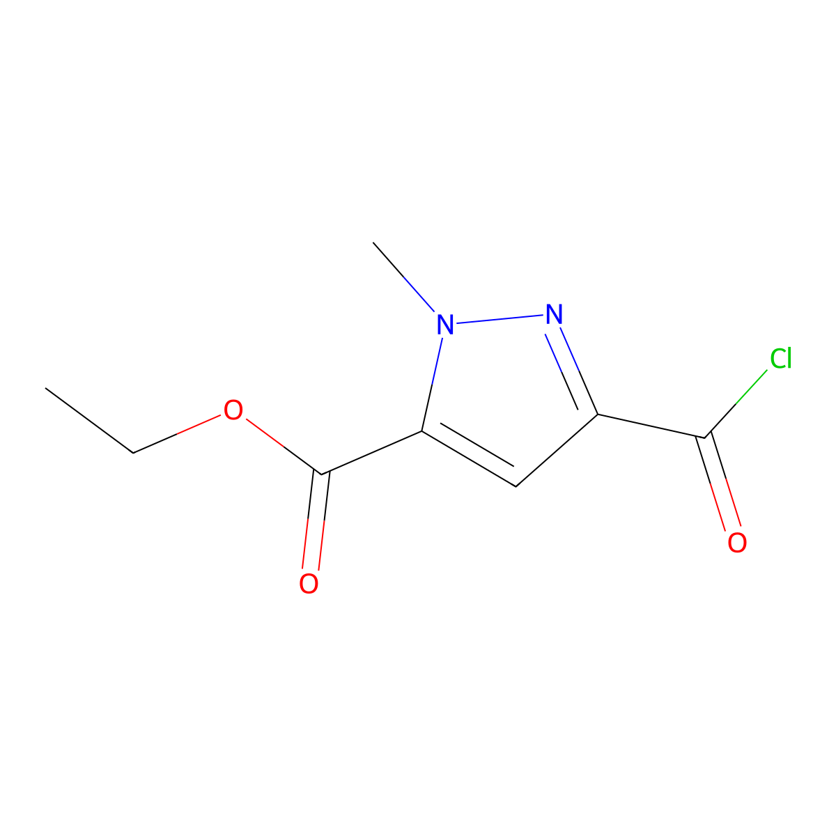 ethyl 3-(carbonochloridoyl)-1-methyl-1H-pyrazole-5-carboxylate molecular structure, CAS 1170954-70-7