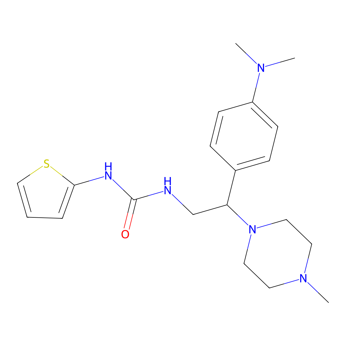 1-(2-(4-(Dimethylamino)phenyl)-2-(4-methylpiperazin-1-yl)ethyl)-3-(thiophen-2-yl)urea molecular structure, CAS 1170958-35-6