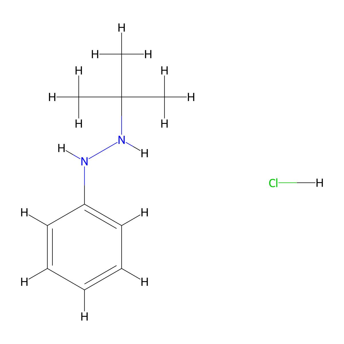 1-Tert-butyl-2-phenylhydrazine hydrochloride molecular structure, CAS 1170959-33-7