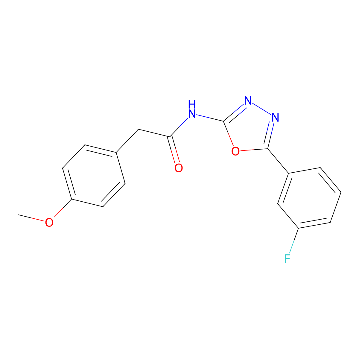 N-[5-(3-fluorophenyl)-1,3,4-oxadiazol-2-yl]-2-(4-methoxyphenyl)acetamide molecular structure, CAS 1170959-36-0