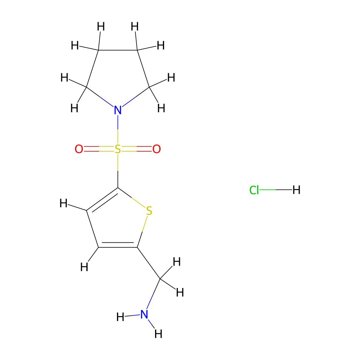 [5-(Pyrrolidine-1-sulfonyl)thiophen-2-yl]methanamine hydrochloride molecular structure, CAS 1170959-39-3