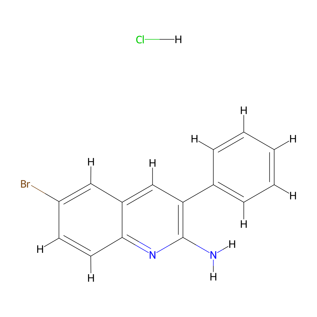 2-Amino-6-bromo-3-phenylquinoline hydrochloride molecular structure, CAS 1170960-09-4