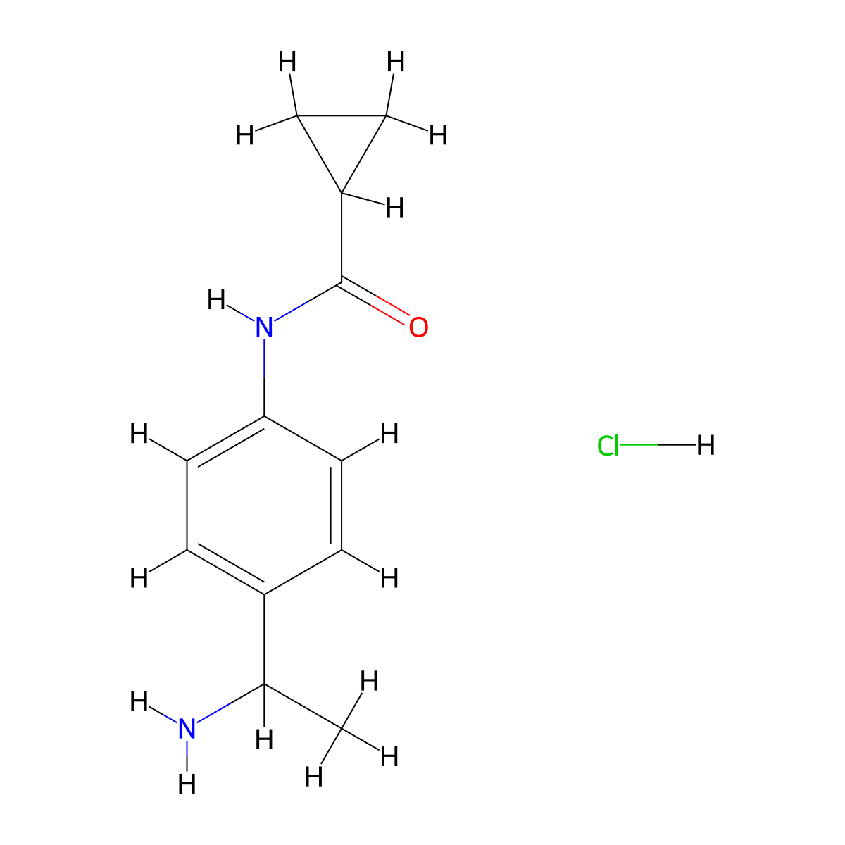 N-(4-(1-aminoethyl)phenyl)cyclopropanecarboxamide hydrochloride molecular structure, CAS 1170962-96-5
