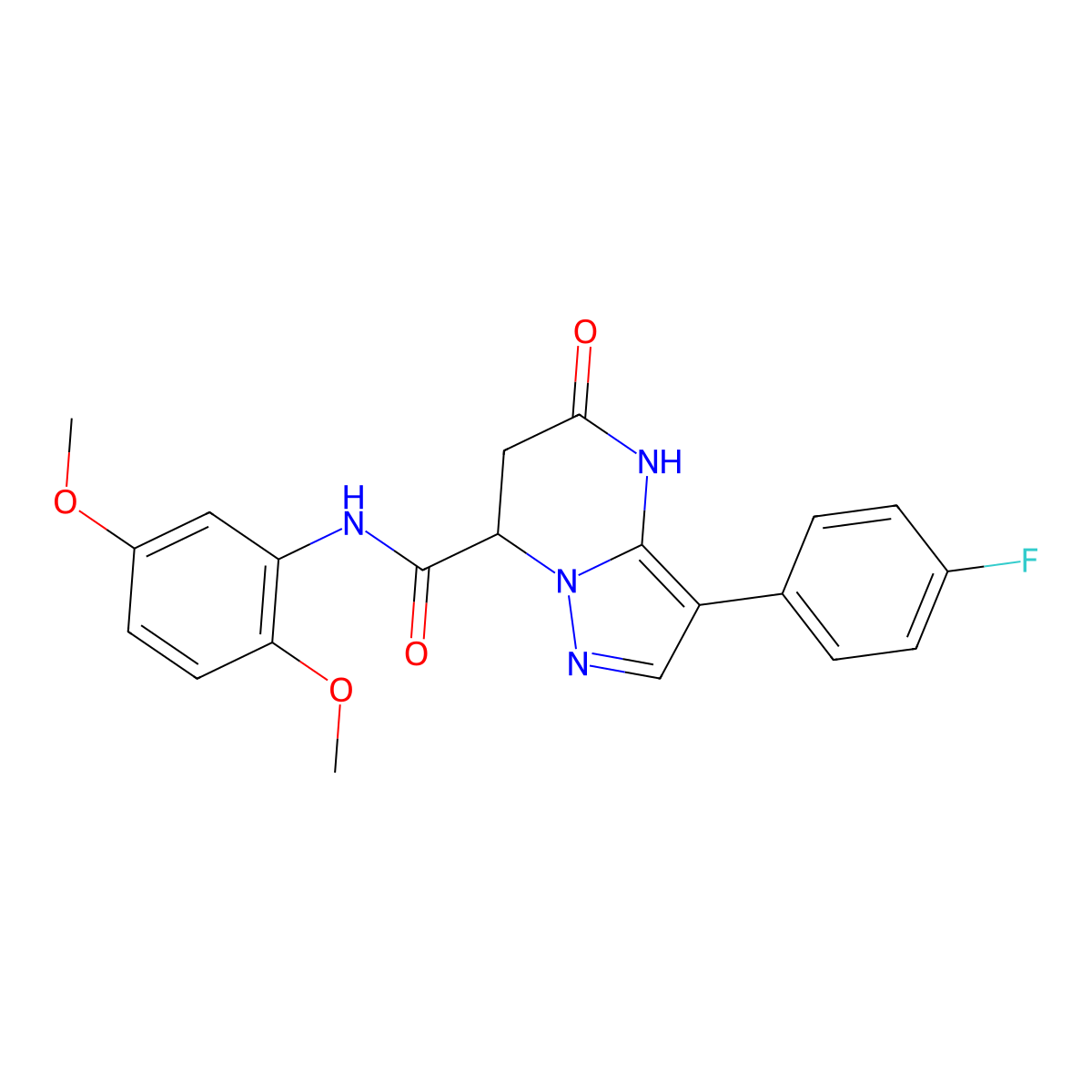 N-(2,5-dimethoxyphenyl)-3-(4-fluorophenyl)-5-oxo-4,5,6,7-tetrahydropyrazolo[1,5-a]pyrimidine-7-carboxamide molecular structure, CAS 1170963-99-1