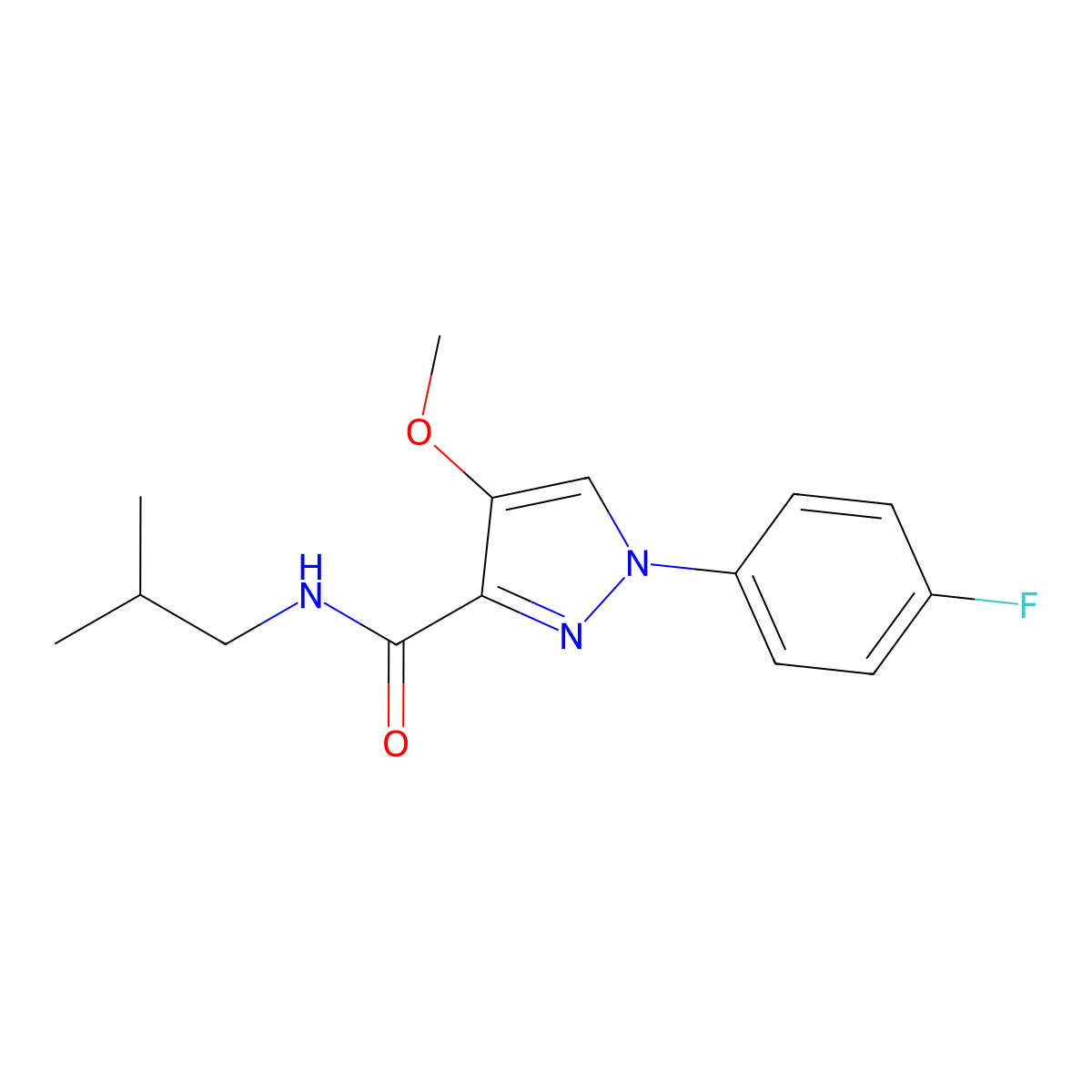 1-(4-fluorophenyl)-N-isobutyl-4-methoxy-1H-pyrazole-3-carboxamide molecular structure, CAS 1170964-14-3