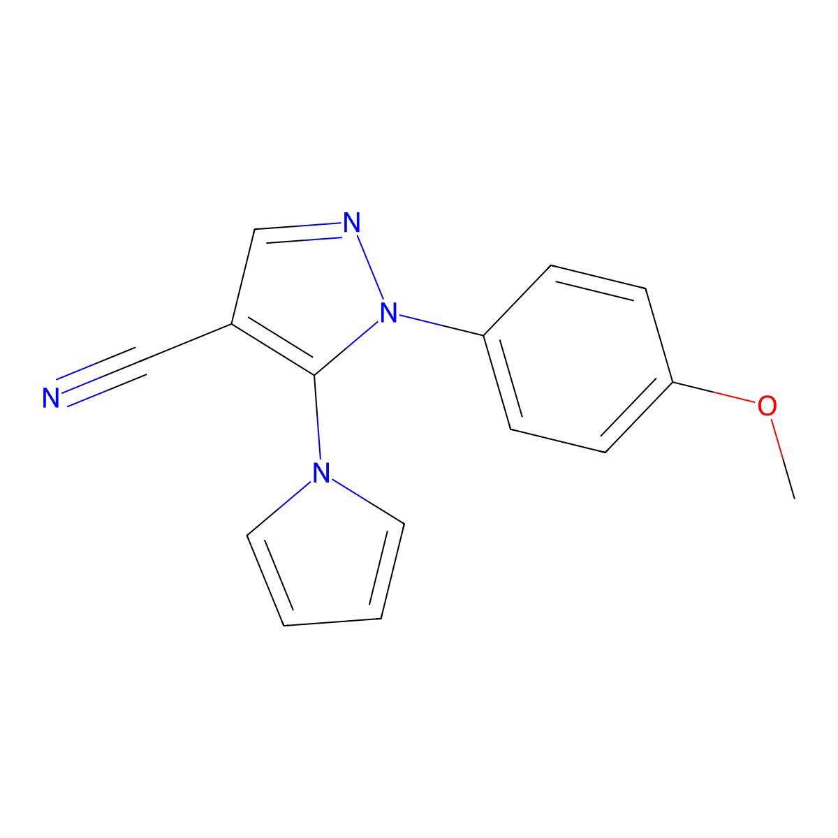 1-(4-methoxyphenyl)-5-(1H-pyrrol-1-yl)-1H-pyrazole-4-carbonitrile molecular structure, CAS 1170965-84-0