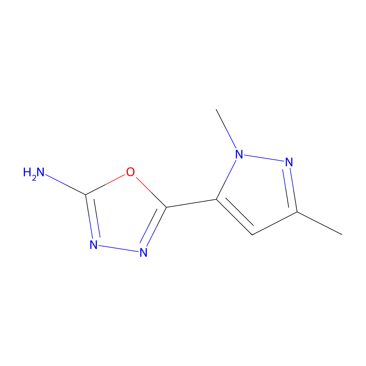 5-(1,3-dimethyl-1H-pyrazol-5-yl)-1,3,4-oxadiazol-2-amine molecular structure, CAS 1170966-72-9