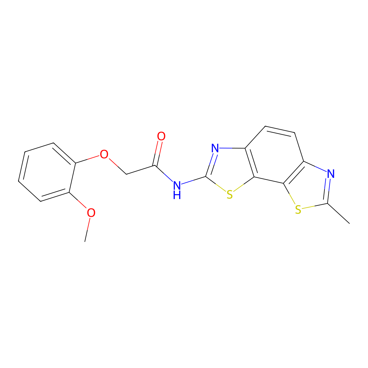 2-(2-methoxyphenoxy)-N-(7-methylbenzo[1,2-d:4,3-d']bis(thiazole)-2-yl)acetamide molecular structure, CAS 1170967-98-2