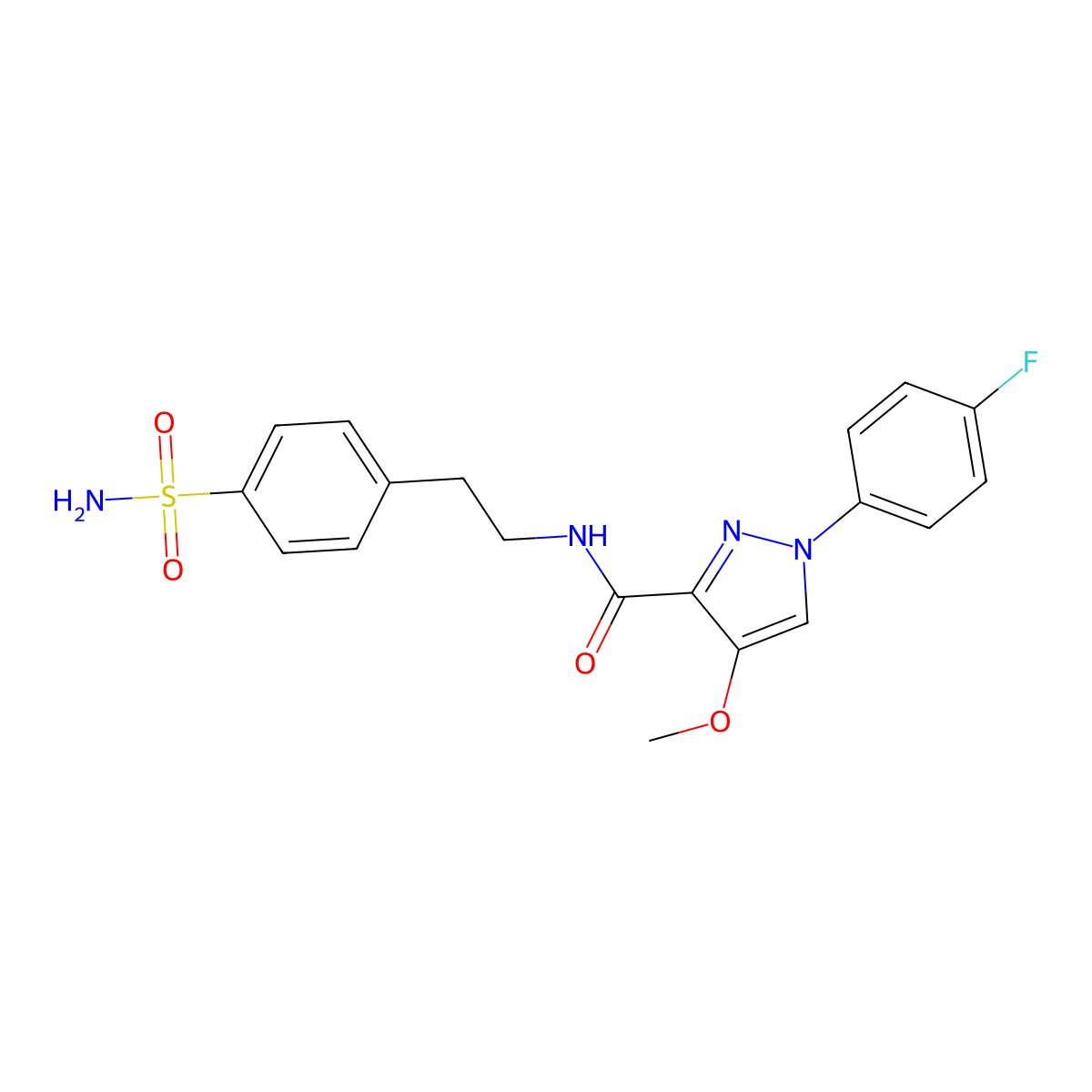1-(4-fluorophenyl)-4-methoxy-N-(4-sulfamoylphenethyl)-1H-pyrazole-3-carboxamide molecular structure, CAS 1170968-06-5