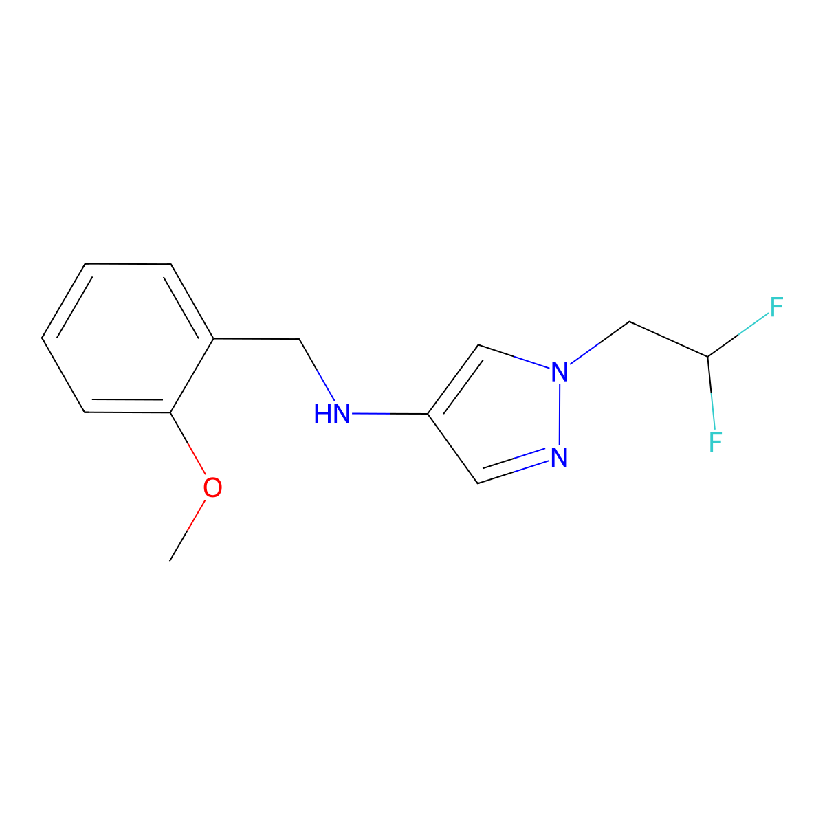 1-(2,2-difluoroethyl)-N-(2-methoxybenzyl)-1H-pyrazol-4-amine molecular structure, CAS 1170969-82-0