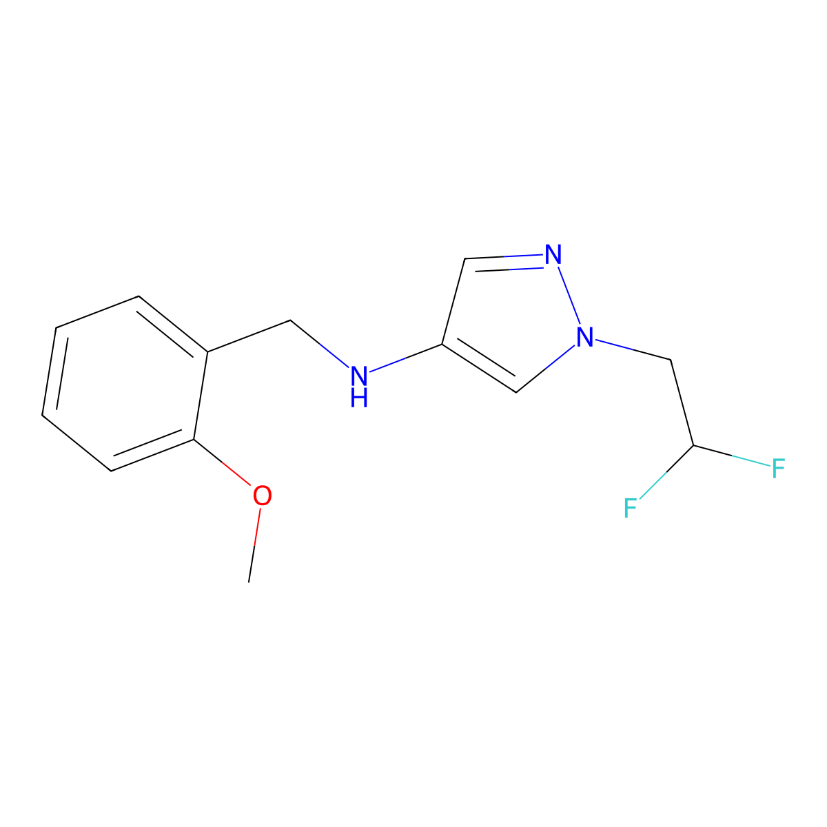1-(2,2-difluoroethyl)-N-(2-methoxybenzyl)-1H-pyrazol-4-amine molecular structure, CAS 1170969-82-0