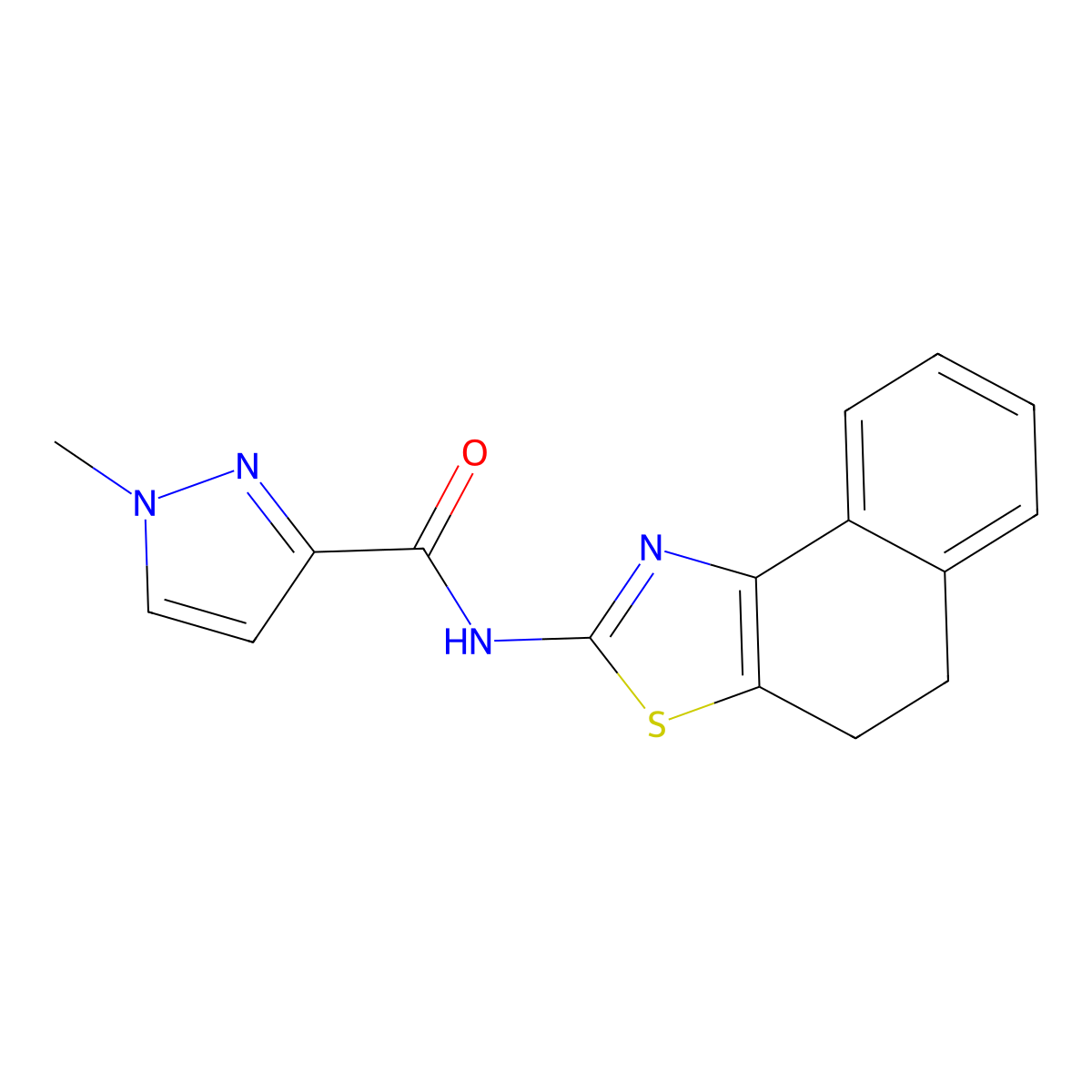 N-(4,5-dihydronaphtho[1,2-d]thiazol-2-yl)-1-methyl-1H-pyrazole-3-carboxamide molecular structure, CAS 1170971-74-0