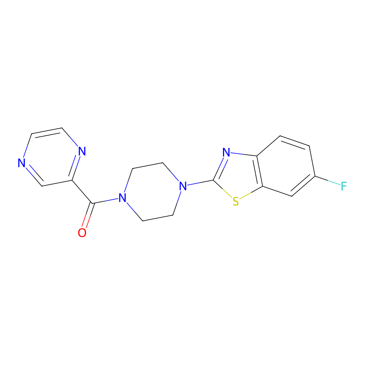 (4-(6-Fluorobenzo[d]thiazol-2-yl)piperazin-1-yl)(pyrazin-2-yl)methanone molecular structure, CAS 1170974-06-7