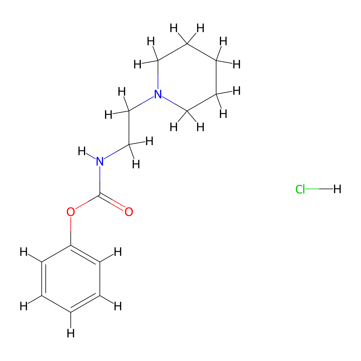 phenyl N-(2-piperidinoethyl)carbamate hydrochloride molecular structure, CAS 1170975-46-8