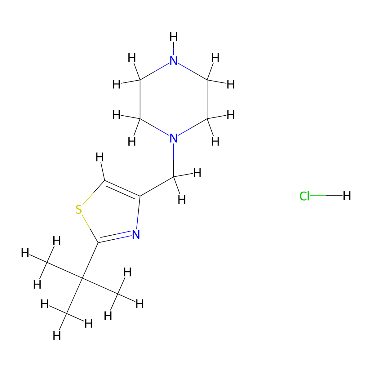 1-[(2-tert-Butyl-1,3-thiazol-4-yl)methyl]piperazine hydrochloride molecular structure, CAS 1170975-85-5