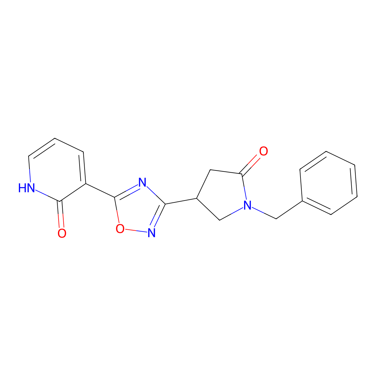3-(3-(1-benzyl-5-oxopyrrolidin-3-yl)-1,2,4-oxadiazol-5-yl)pyridin-2(1H)-one molecular structure, CAS 1170977-76-0