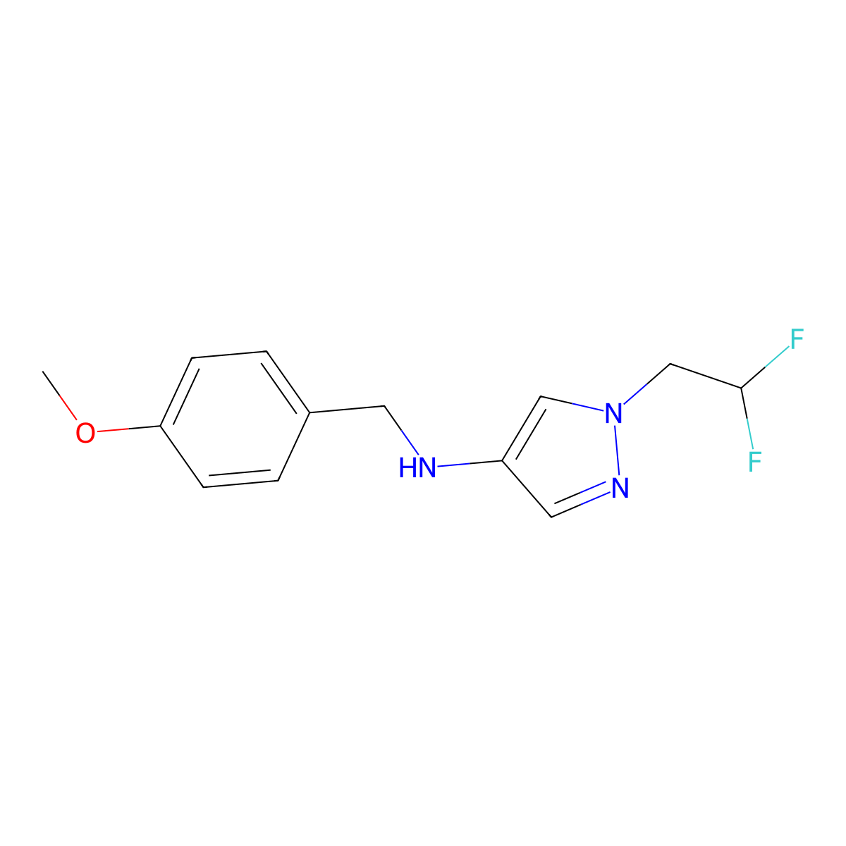 1-(2,2-difluoroethyl)-N-(4-methoxybenzyl)-1H-pyrazol-4-amine molecular structure, CAS 1170978-83-2