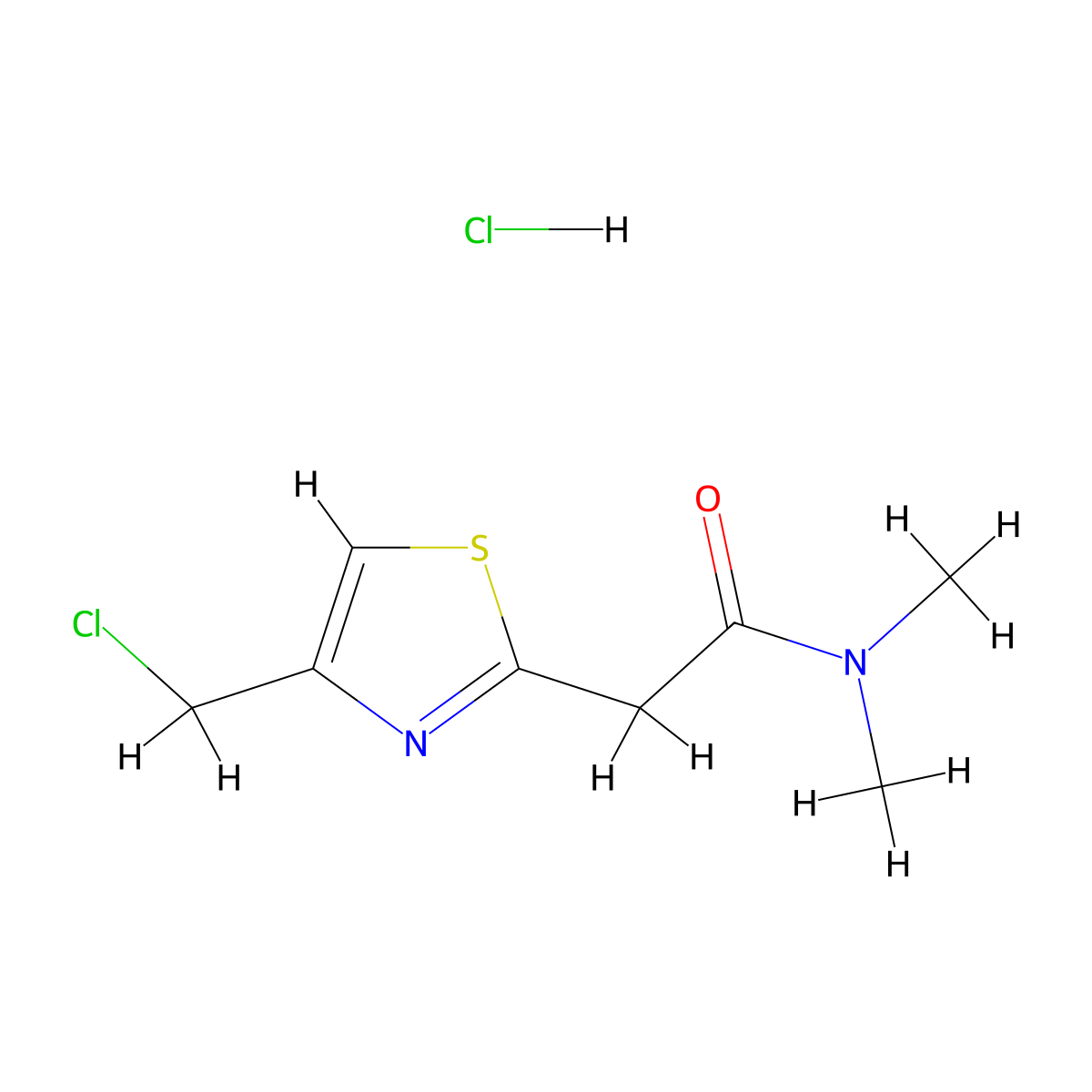 2-[4-(chloromethyl)-1,3-thiazol-2-yl]-N,N-dimethylacetamide hydrochloride molecular structure, CAS 1170979-24-4