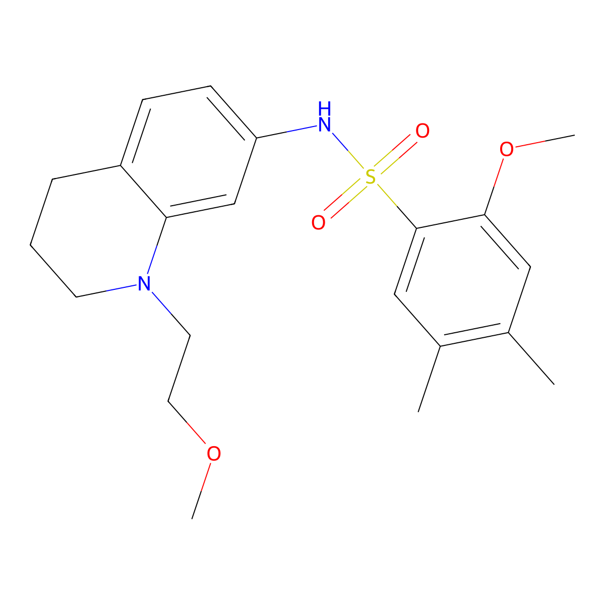 2-methoxy-N-(1-(2-methoxyethyl)-1,2,3,4-tetrahydroquinolin-7-yl)-4,5-dimethylbenzenesulfonamide molecular structure, CAS 1170980-93-4