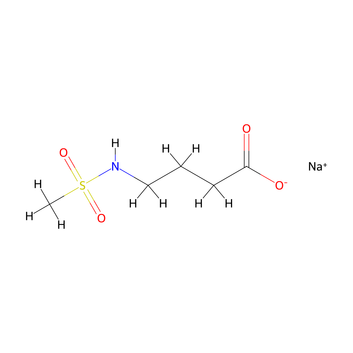 Sodium 4-methanesulfonamidobutanoate molecular structure, CAS 1170982-01-0