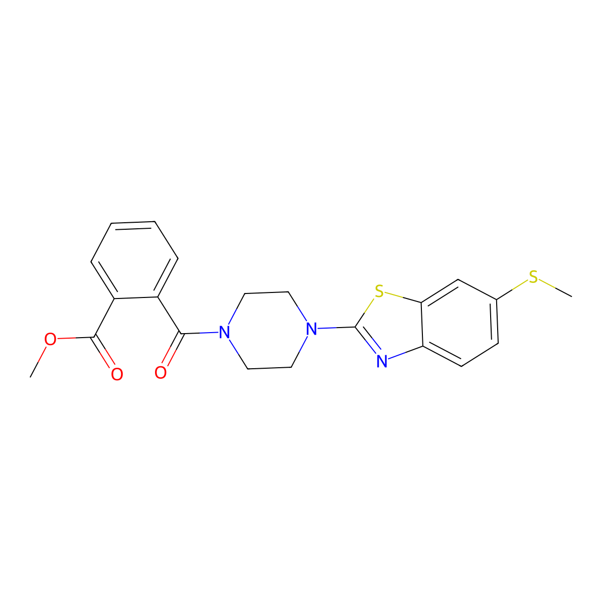 Methyl 2-(4-(6-(methylthio)benzo[d]thiazol-2-yl)piperazine-1-carbonyl)benzoate molecular structure, CAS 1170984-30-1