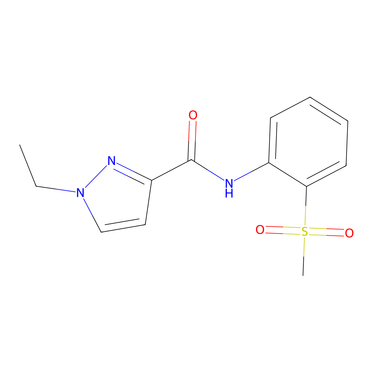 1-ethyl-N-(2-methanesulfonylphenyl)-1H-pyrazole-3-carboxamide molecular structure, CAS 1170985-98-4