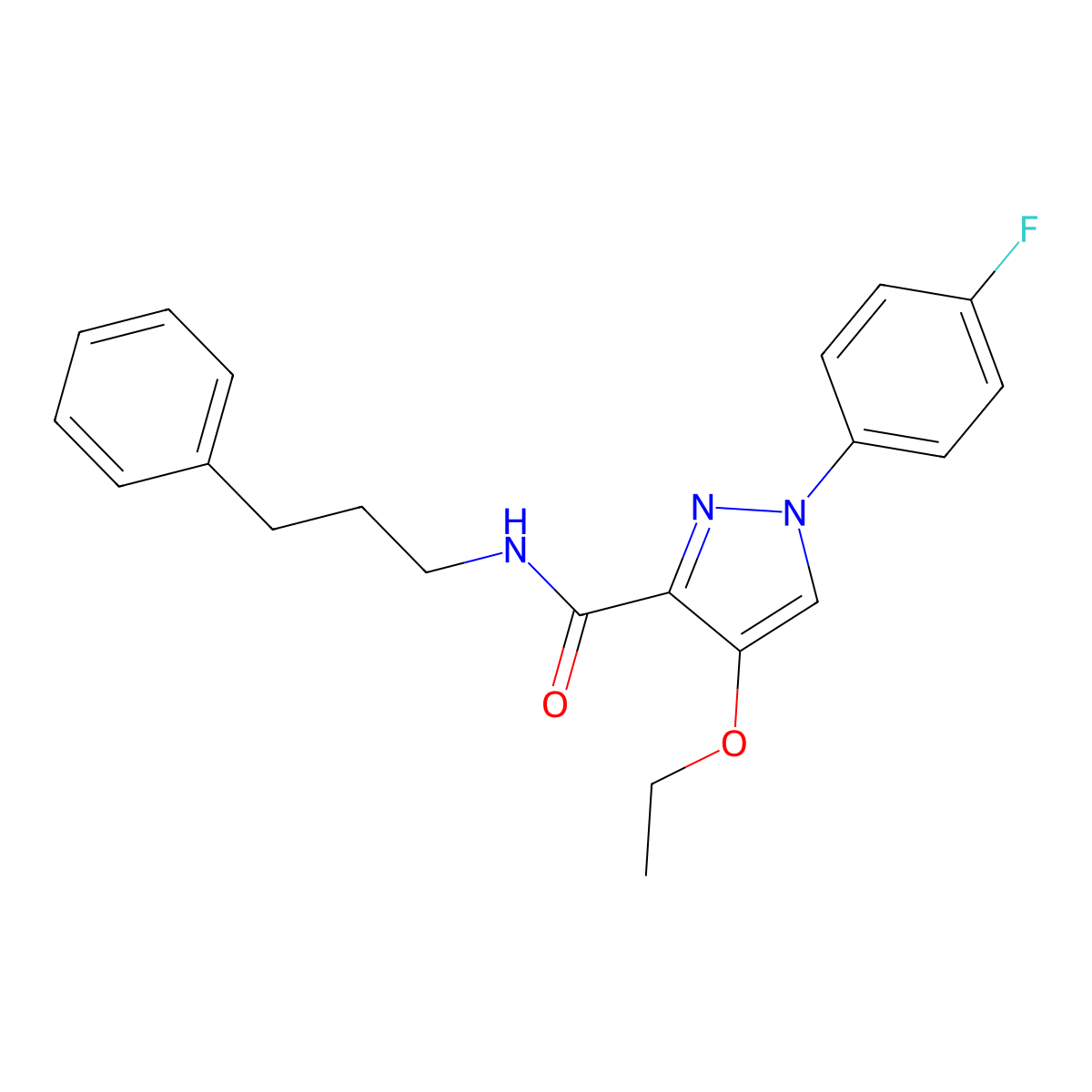 4-ethoxy-1-(4-fluorophenyl)-N-(3-phenylpropyl)-1H-pyrazole-3-carboxamide molecular structure, CAS 1170992-69-4