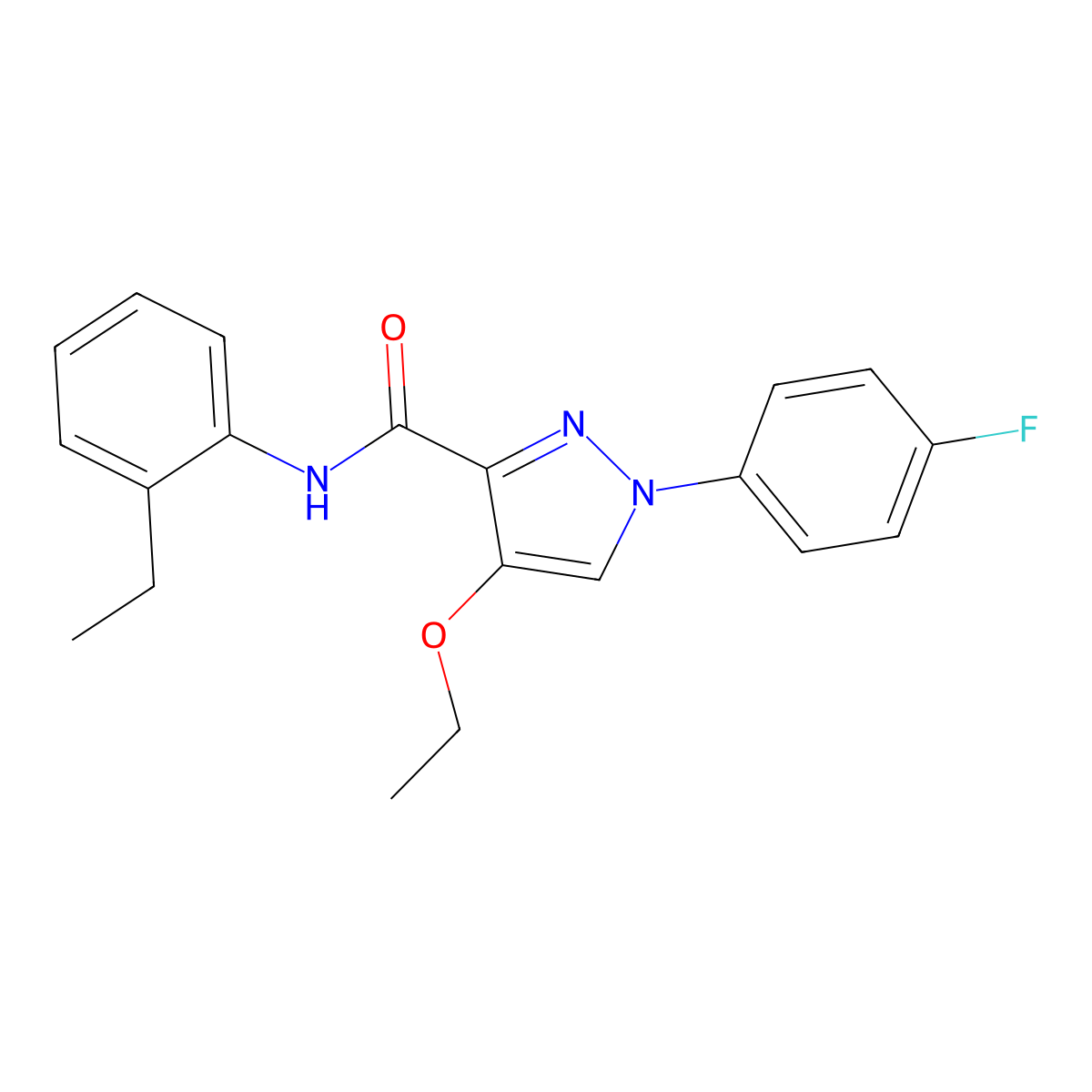 4-ethoxy-N-(2-ethylphenyl)-1-(4-fluorophenyl)-1H-pyrazole-3-carboxamide molecular structure, CAS 1170993-10-8