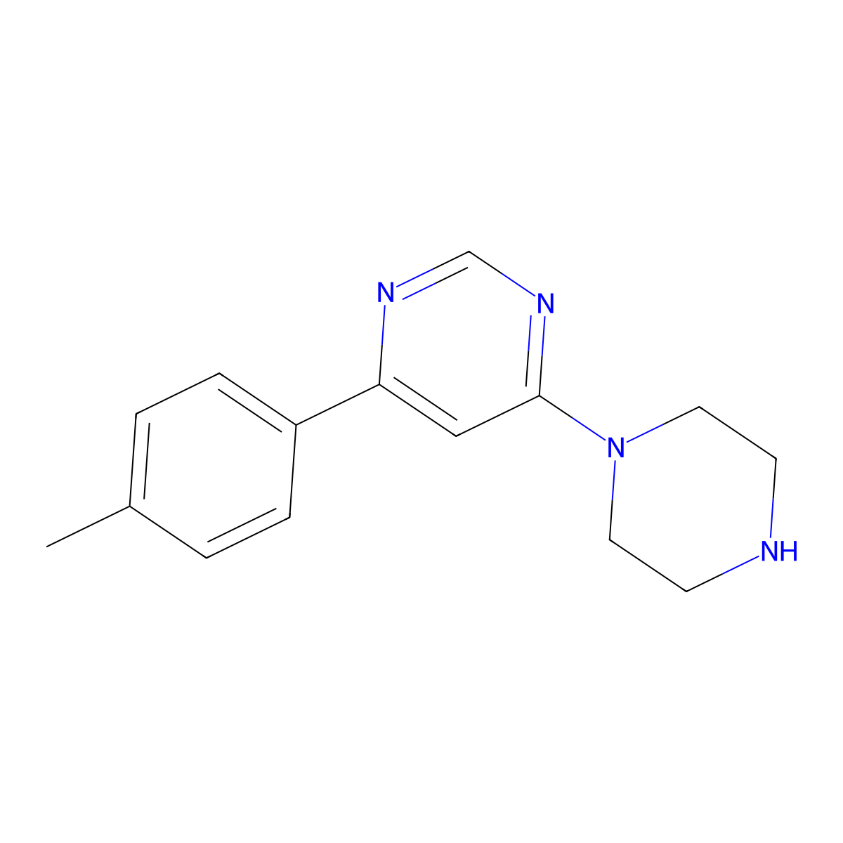 4-(4-Methylphenyl)-6-piperazin-1-ylpyrimidine molecular structure, CAS 1170996-57-2