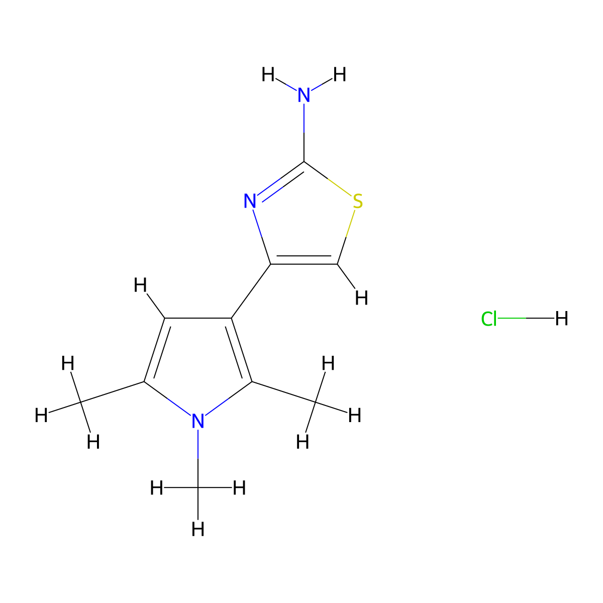 4-(1,2,5-trimethyl-1H-pyrrol-3-yl)-1,3-thiazol-2-amine hydrochloride molecular structure, CAS 1170999-18-4
