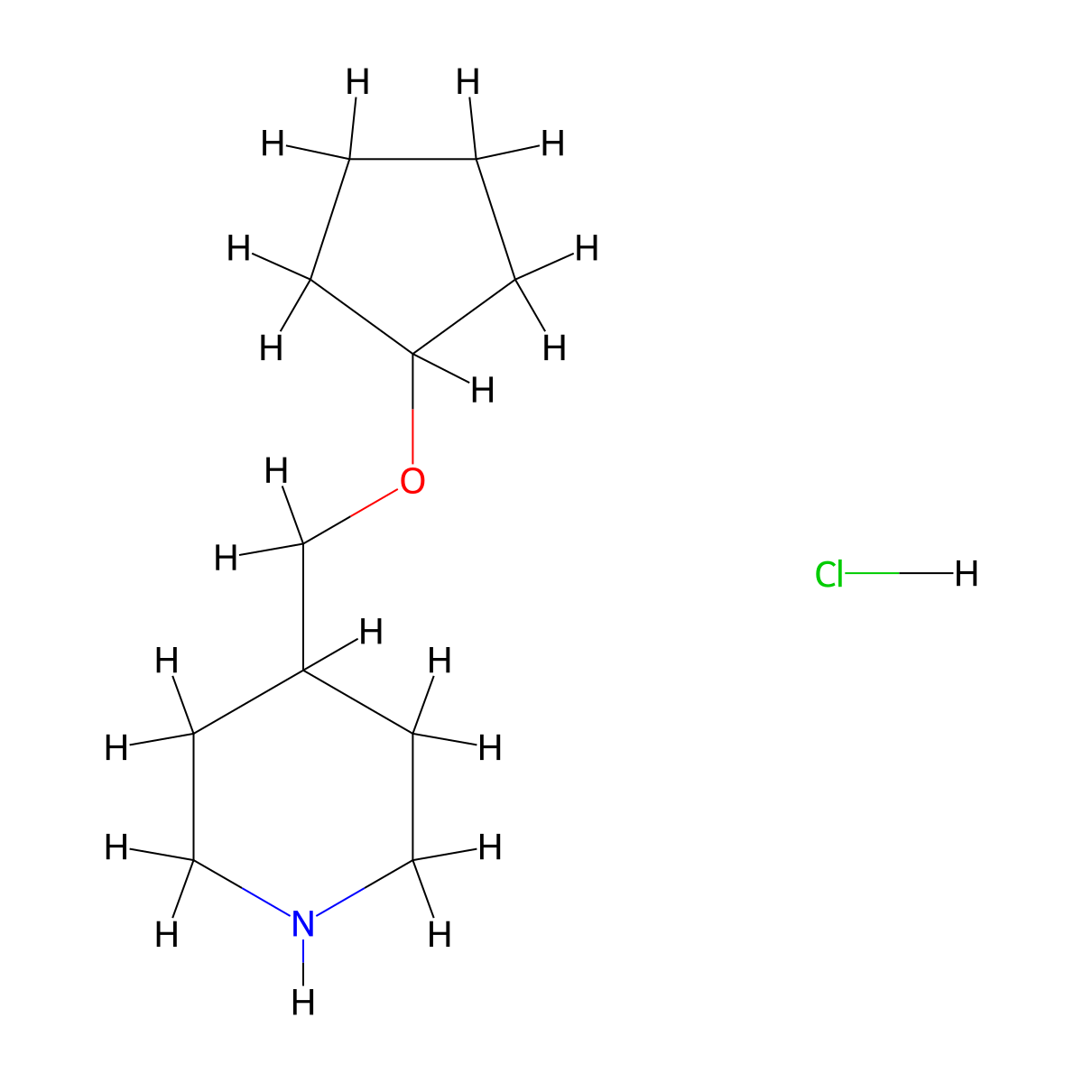 4-[(Cyclopentyloxy)methyl]piperidine hydrochloride molecular structure, CAS 1170999-61-7