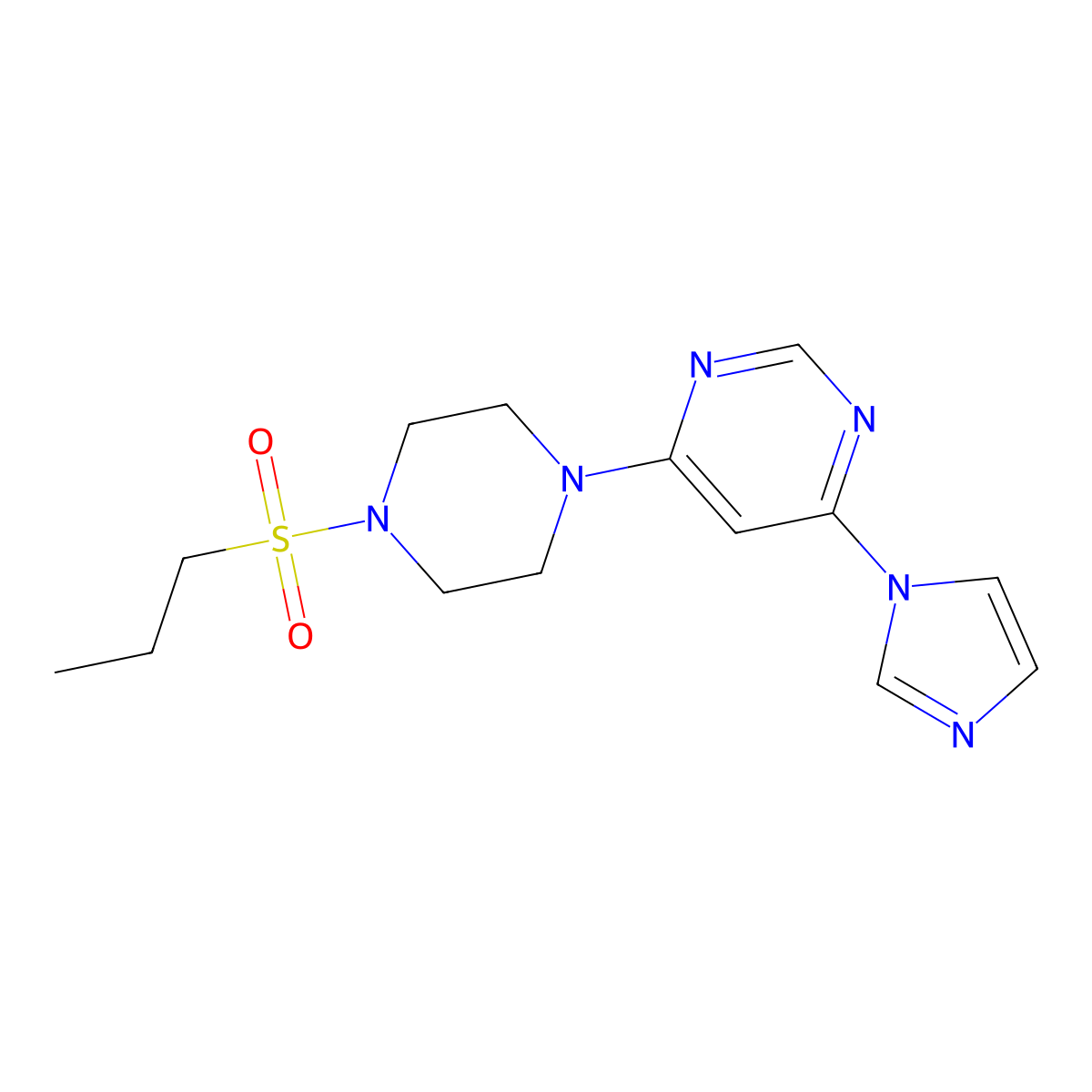 4-(1H-imidazol-1-yl)-6-(4-(propylsulfonyl)piperazin-1-yl)pyrimidine molecular structure, CAS 1171000-18-2