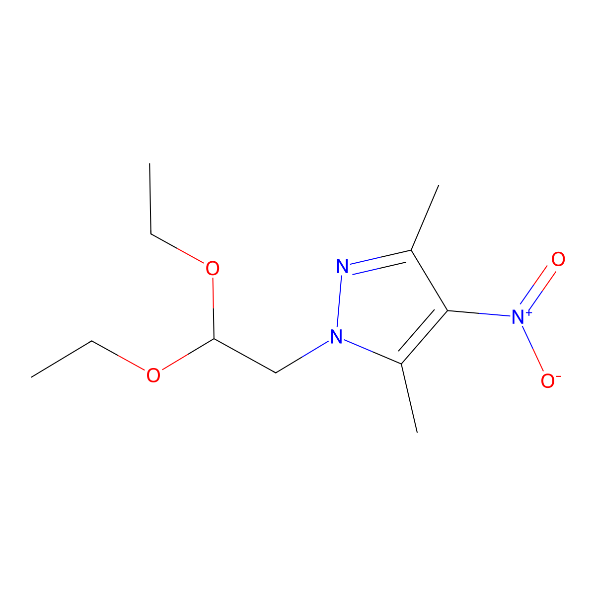 1-(2,2-diethoxyethyl)-3,5-dimethyl-4-nitro-1H-pyrazole molecular structure, CAS 1171000-90-0