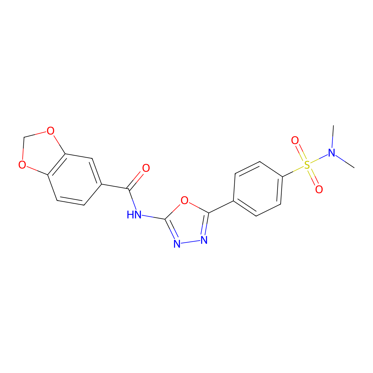 N-(5-(4-(N,N-dimethylsulfamoyl)phenyl)-1,3,4-oxadiazol-2-yl)benzo[d][1,3]dioxole-5-carboxamide molecular structure, CAS 1171001-32-3