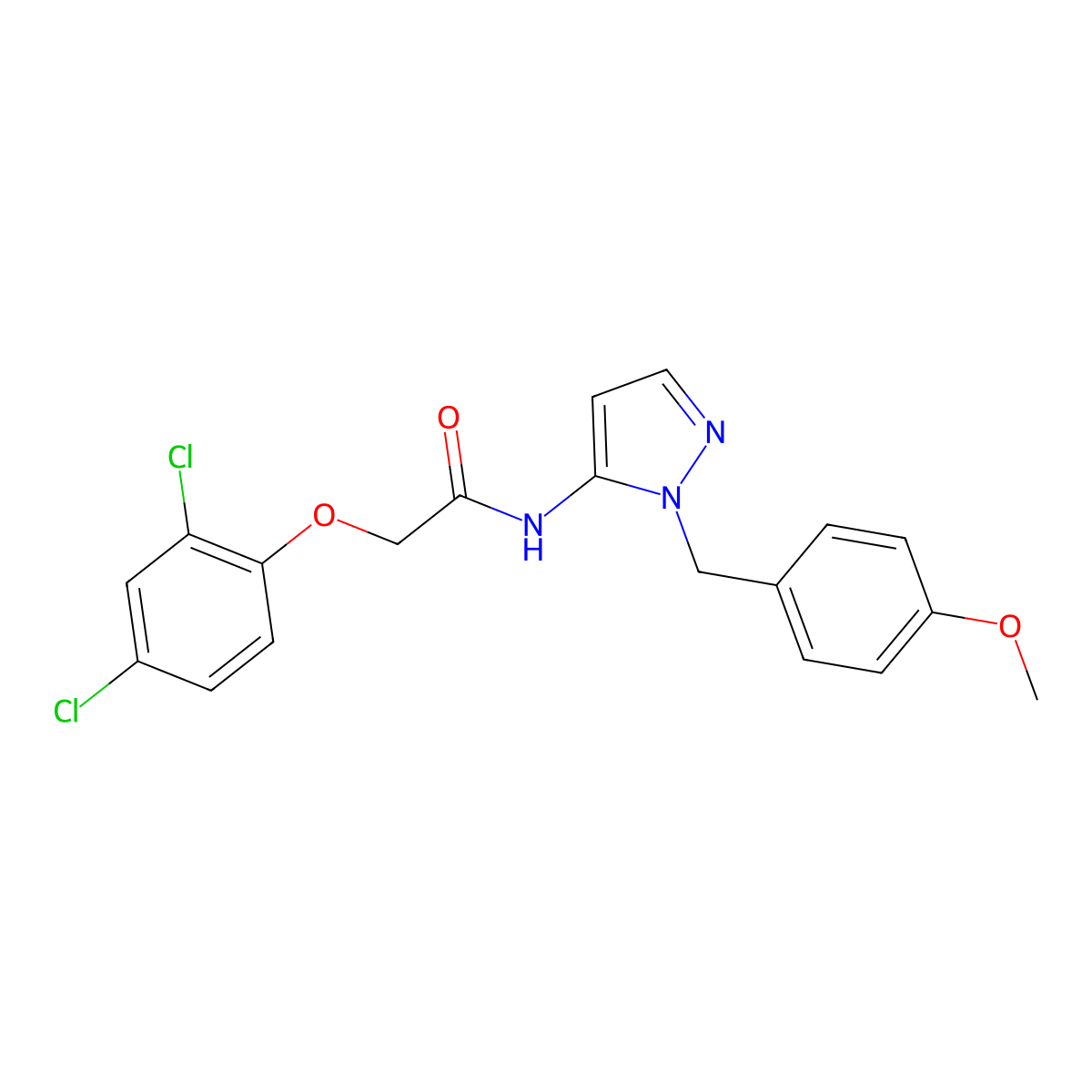 2-(2,4-dichlorophenoxy)-N-[1-(4-methoxybenzyl)-1H-pyrazol-5-yl]acetamide molecular structure, CAS 1171003-60-3