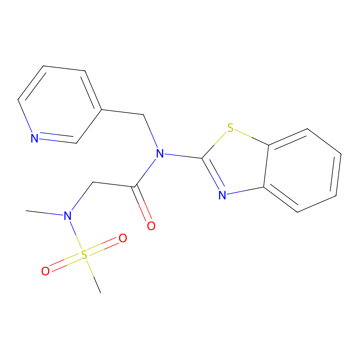 N-(benzo[d]thiazol-2-yl)-2-(N-methylmethylsulfonamido)-N-(pyridin-3-ylmethyl)acetamide molecular structure, CAS 1171005-15-4
