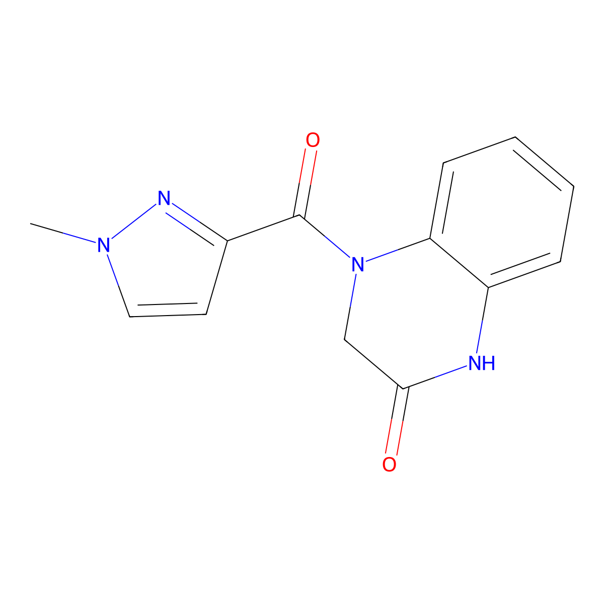4-(1-methyl-1H-pyrazole-3-carbonyl)-1,2,3,4-tetrahydroquinoxalin-2-one molecular structure, CAS 1171005-55-2