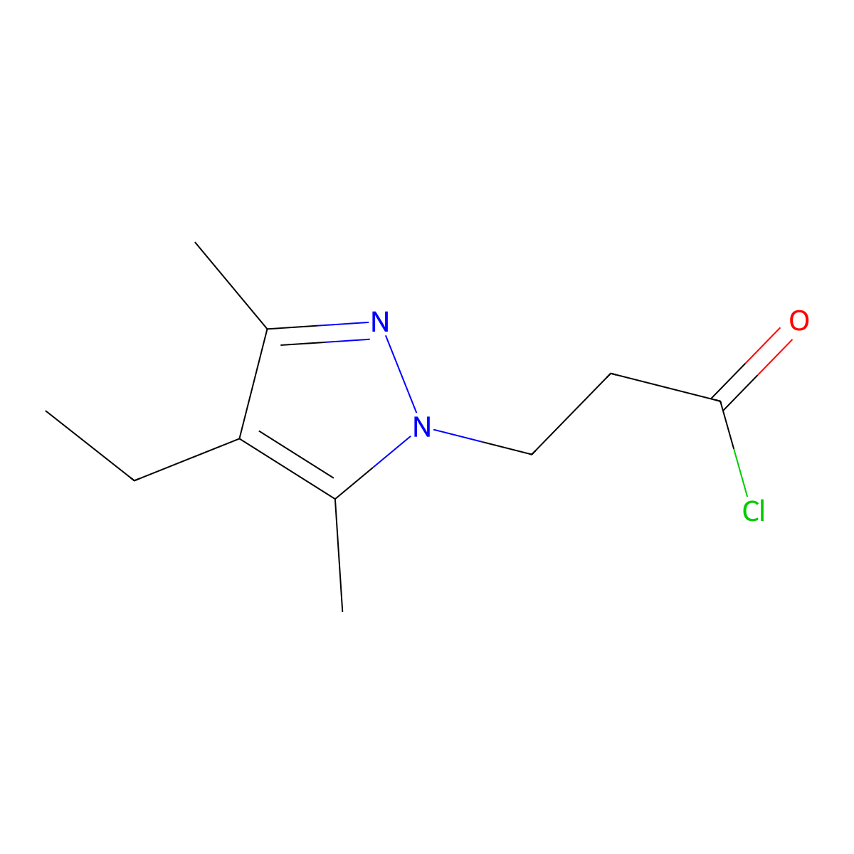 3-(4-Ethyl-3,5-dimethyl-1H-pyrazol-1-YL)-propanoyl chloride molecular structure, CAS 1171008-05-1