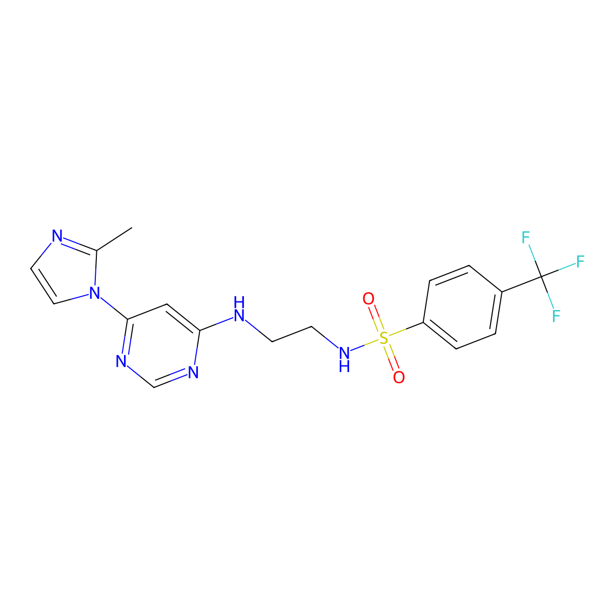N-(2-((6-(2-methyl-1H-imidazol-1-yl)pyrimidin-4-yl)amino)ethyl)-4-(trifluoromethyl)benzenesulfonamide molecular structure, CAS 1171008-48-2