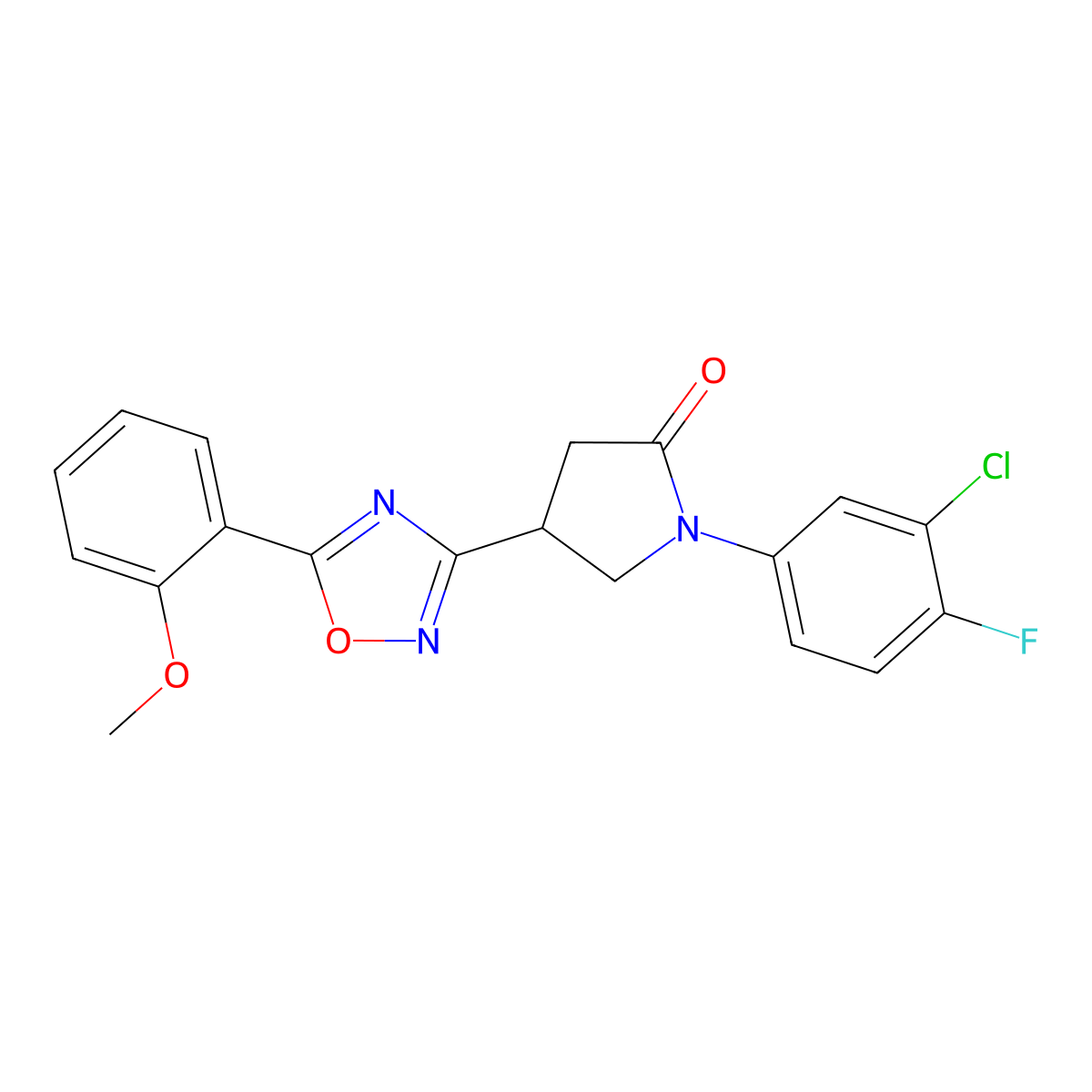 1-(3-Chloro-4-fluorophenyl)-4-[5-(2-methoxyphenyl)-1,2,4-oxadiazol-3-yl]pyrrolidin-2-one molecular structure, CAS 1171008-70-0