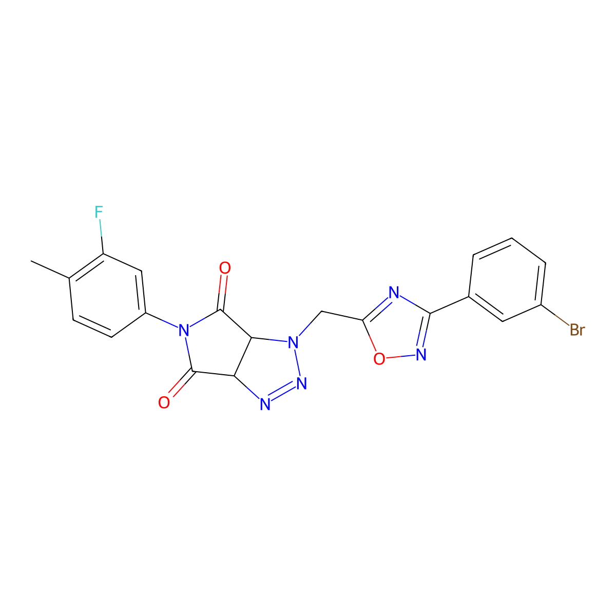 1-((3-(3-bromophenyl)-1,2,4-oxadiazol-5-yl)methyl)-5-(3-fluoro-4-methylphenyl)-1,6a-dihydropyrrolo[3,4-d][1,2,3]triazole-4,6(3aH,5H)-dione molecular structure, CAS 1171011-92-9