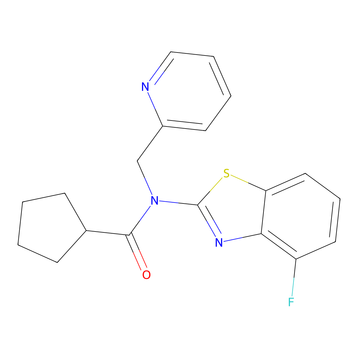 N-(4-fluorobenzo[d]thiazol-2-yl)-N-(pyridin-2-ylmethyl)cyclopentanecarboxamide molecular structure, CAS 1171012-98-8